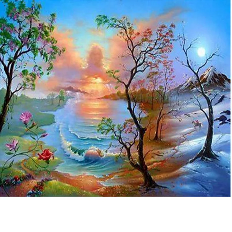 Full round Diamond painting Cross stitch Raccoon full square mosaic maple tree leaves 5D DIY embroidery autumn | Дом и сад