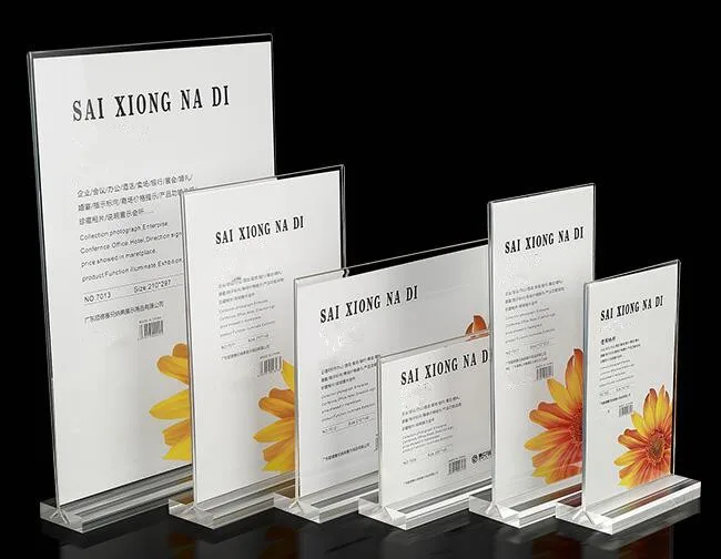 

Table sign clear acrylic display card A4/A5 table T type advertising poster price list of drinks menu holder rack free shipping