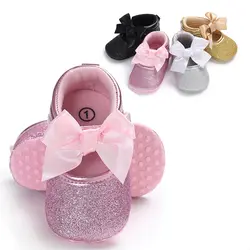 2019 Новый прекрасный цветочный Ребенок, новорожденный, младенец девушка бантом кроватки обувь коляска мягкая подошва Prewalker блесток