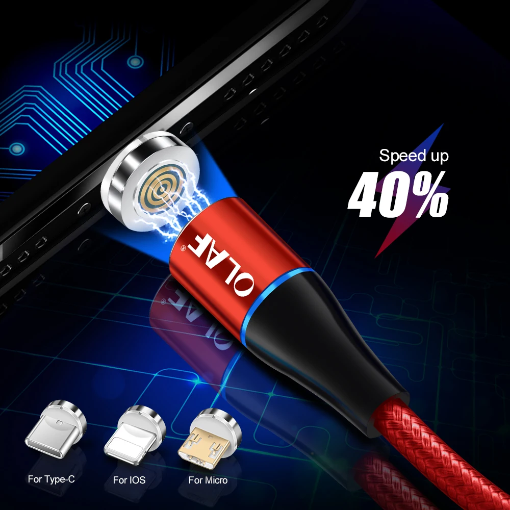 أولاف 1 m/2 m كابل USB مغناطيسي الهاتف المحمول الكابلات جولة سريع شحن ل فون USB نوع C مايكرو الروبوت USB المغناطيس كابل حبال