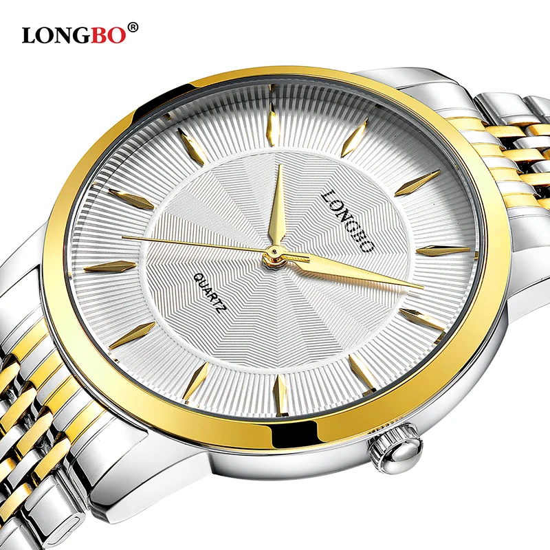 Montre Longbo 2019 Роскошные для мужчин часы золотые серебряные часы кварцевые нержавеющая сталь Группа мужской Erkek Saat 80283 м