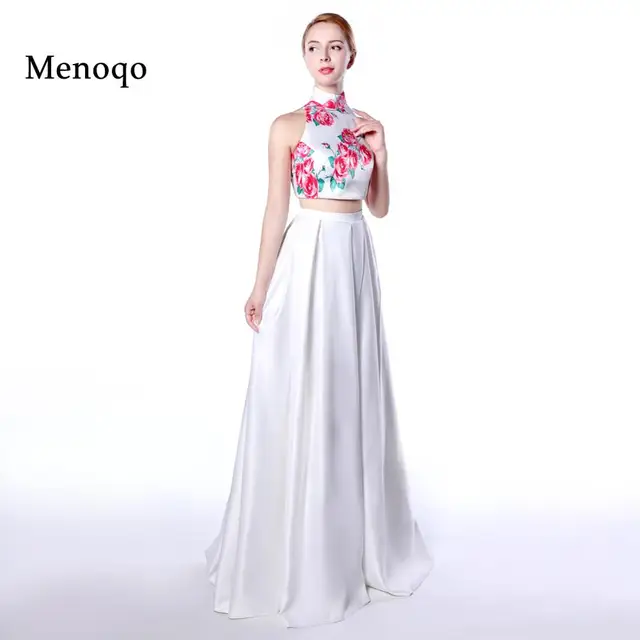 Menoqo evening dress 2 piece Flower Pattern Floral Print Satin ... Menoqo evening dress 2 piece Flower Pattern Floral Print Satin ...