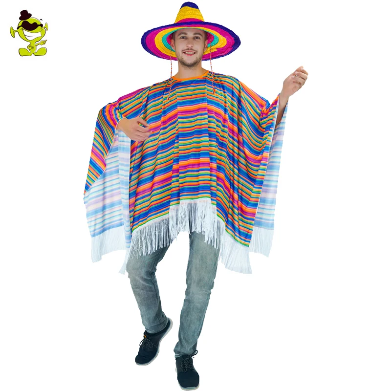 Взрослые мексиканский плащ женщина & Для мужчин Мексика костюм накидка для