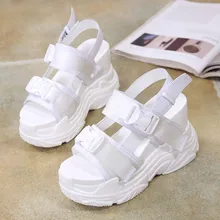 Г. Стильные Новые Летние повседневные босоножки на рифленой подошве с открытым носком женская спортивная обувь на высоком каблуке Прямая поставка, zapatos de mujer