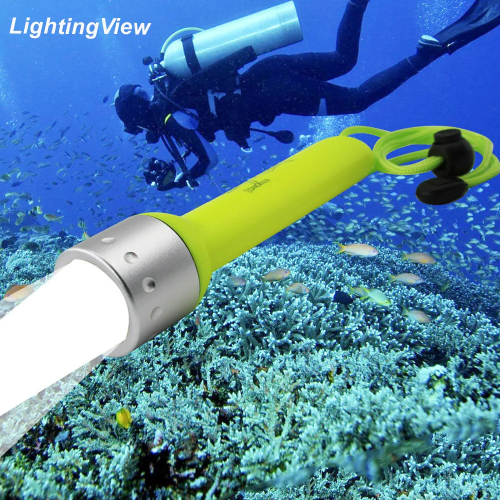 

Lightingview Waterproof Scuba Diving Flashlight for Diver Underwater Flash Light Torch AA Battery