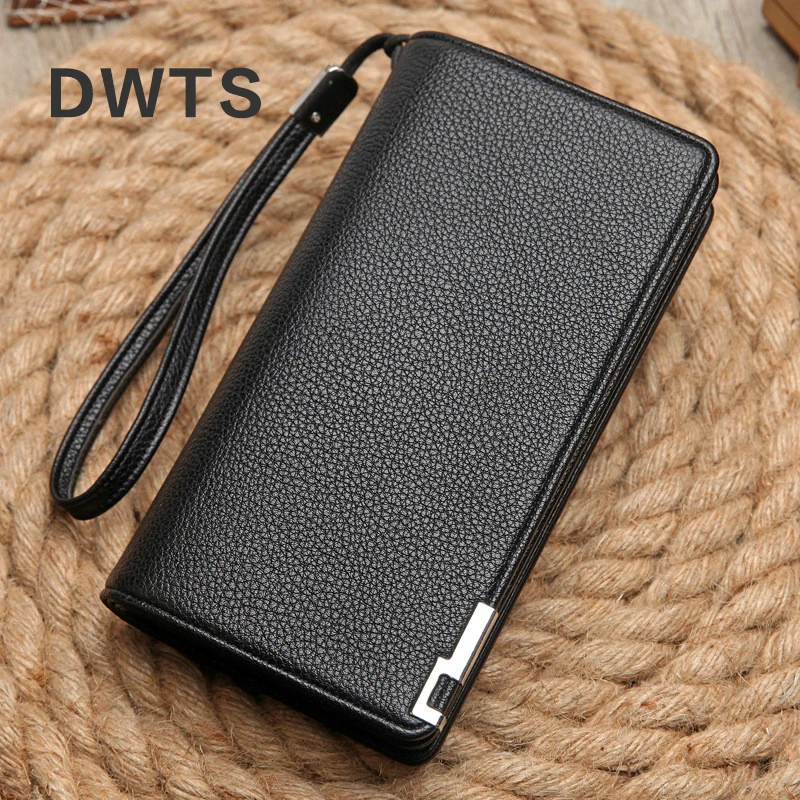 

Wallet Male High-end Business Wallet Men Zipper Handbag Embossed Multi-card Bit Wallet Phone Package Clutch Male