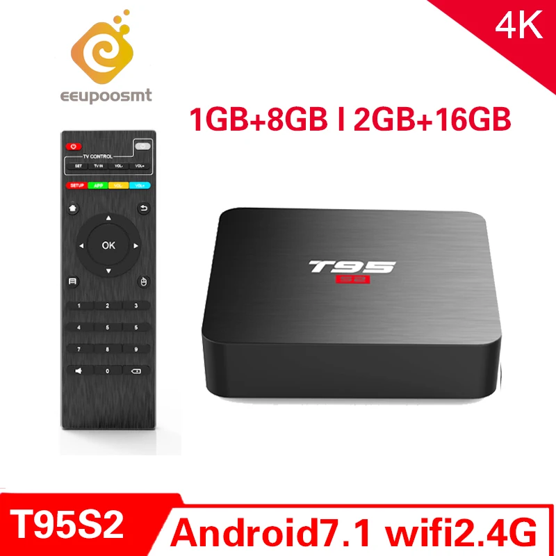 Android 7.1 OS T95 S2 TV BOX 2GB 16GB Smart TV Box Amlogic S905W Quad