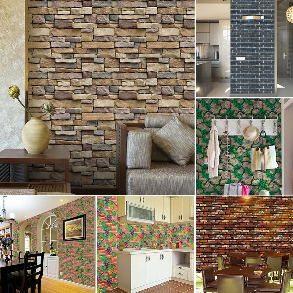 

Waterproof Brief 3D Wall Sticker Wall Bricks Pattern Self Adhesive Wallpaper Bedroom Living Room DIY Home Decoration Accessories