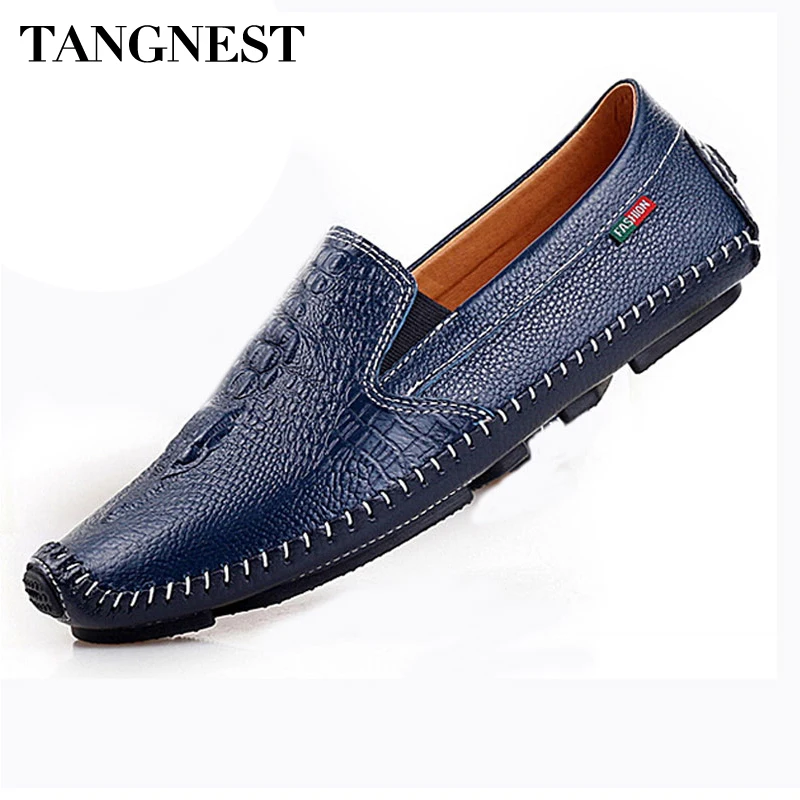 

Tangnest Men Loafers 2017 New British Style Men Flats Square Toe Men's Leather Shoes Soft Leather Shoes Man Size 38~44 XMR2031