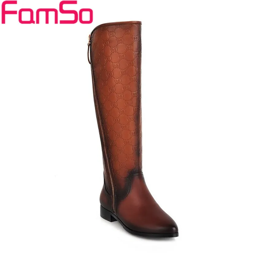 Big Size34-43 2017 New Sexy Women genuine Leather Boots Long Knee High Boots Winter Female Leather Snow Boots ZWB1738