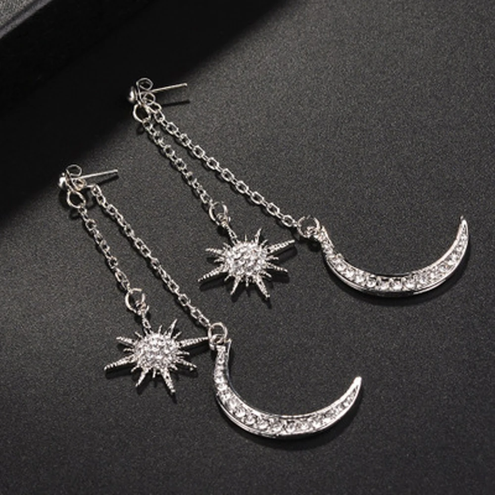 Новые блестящие кристаллическая звезда серьги в форме Луны очаровательные серьги для Для женщин 2019 Модные украшения Brincos серьги, ювелирные