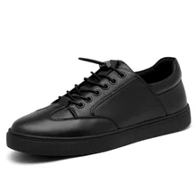 2017 autumn and winter new leather black British wild tide shoes a pedal lazy casual shoes men