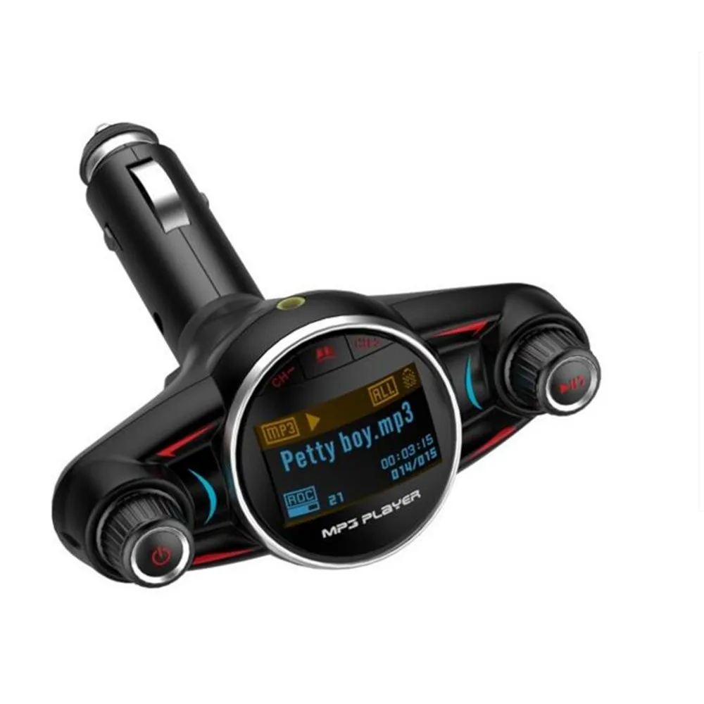 

2.1A Car Mp3 Player Bluetooth 4.0 FM Transmitter Audio Wireless Car Kit Support Charging USB Round Jack AUX Audio Enter Output