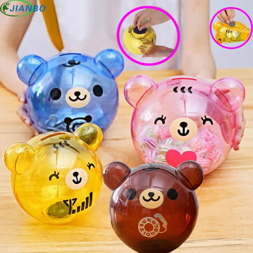 

2018 New Arrival Transparent Money Safe Box Case Coins Cartoon Cat Shaped Coin Mini Plastic Piggy Bank Security Money Secret Box