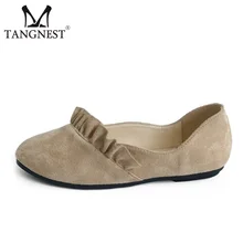 Tangnest/женские лоферы с оборками; сезон весна; женские балетки из флока на плоской подошве с круглым носком; Легкие женские лоферы без застежки; женская обувь на плоской подошве; XWD6535