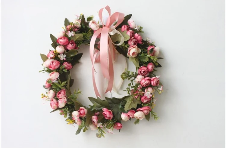 Искусственная розовая сумочка, украшение для двери, цветочная гирлянда, домашний Свадебный автомобильный декор, Цветочный Шелковый венок ручной работы, вечерние принадлежности - Цвет: Rose 2