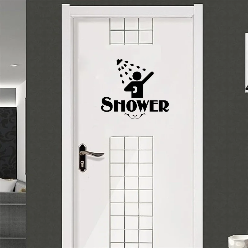

Personality Restroom Shower Vinyl Waterproof Decor Sticker Door Water Bathroom Sign Home Decoration Accessories Modern Decal