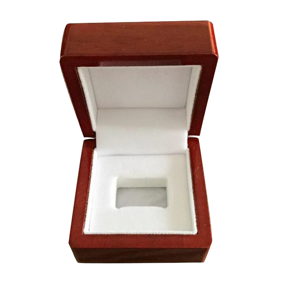 MagiDeal Championship Big Heavy Ring Display Wood Box Single Hole Wine Red Mini Travel Portable Size 65x65x50mm