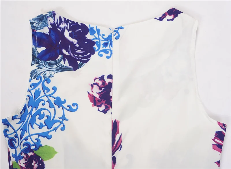 Kostlich High Quality O-Neck Floral Print Dresses Summer Hepburn Vintage Dress Women Big Swing Dress Plus Size S-2XL With Sashes (4)