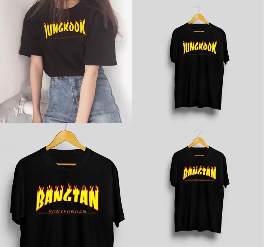 Starqueen Jbh 1pcs Korean Fashion Kpop Bangtan Jungkook Thrasher T Shirt Kpop Bangtan Boys Kpop Merch T Shirts Aliexpress