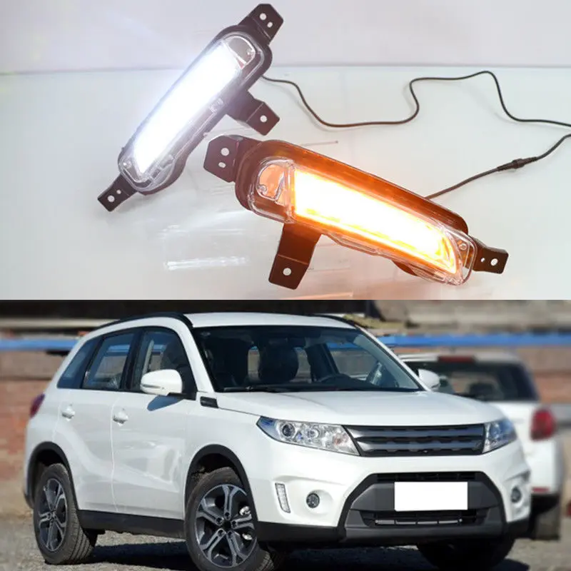 For Suzuki Vitara 2015-2016 One Direction LED DRL Daytime Running White Turn Yellow