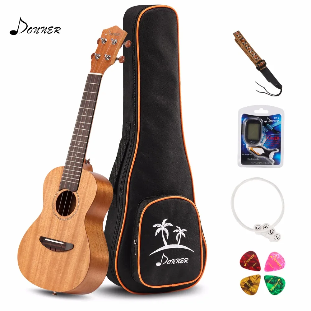 

Donner 26 inch Tenor Ukulele Mahogany Body DUT-1 Ukulele Kit with Tuner Strap String Case