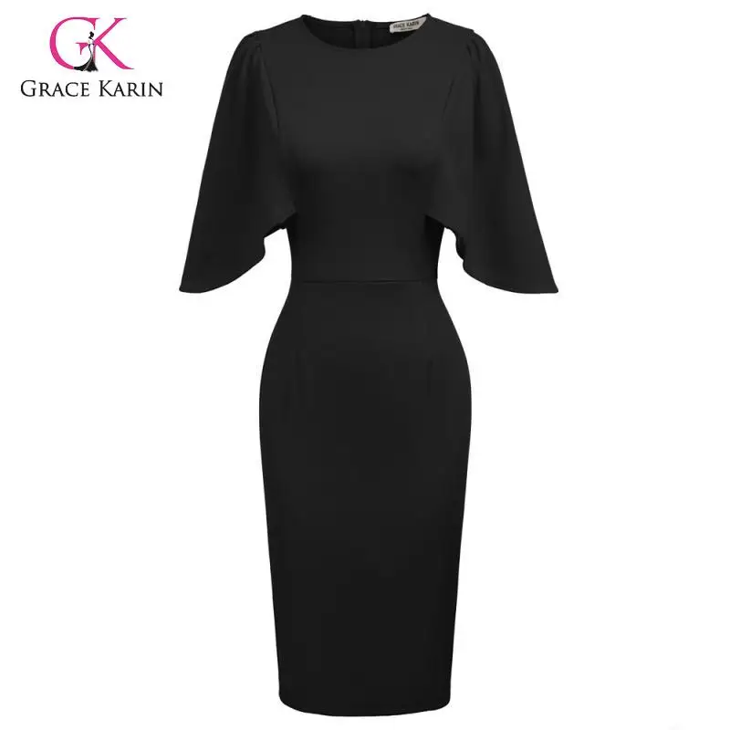 Grace Karin женское платье 3/4 с оборками и коротким рукавом, вырез лодочкой, облегающее платье-карандаш, облегающее платье до середины икры