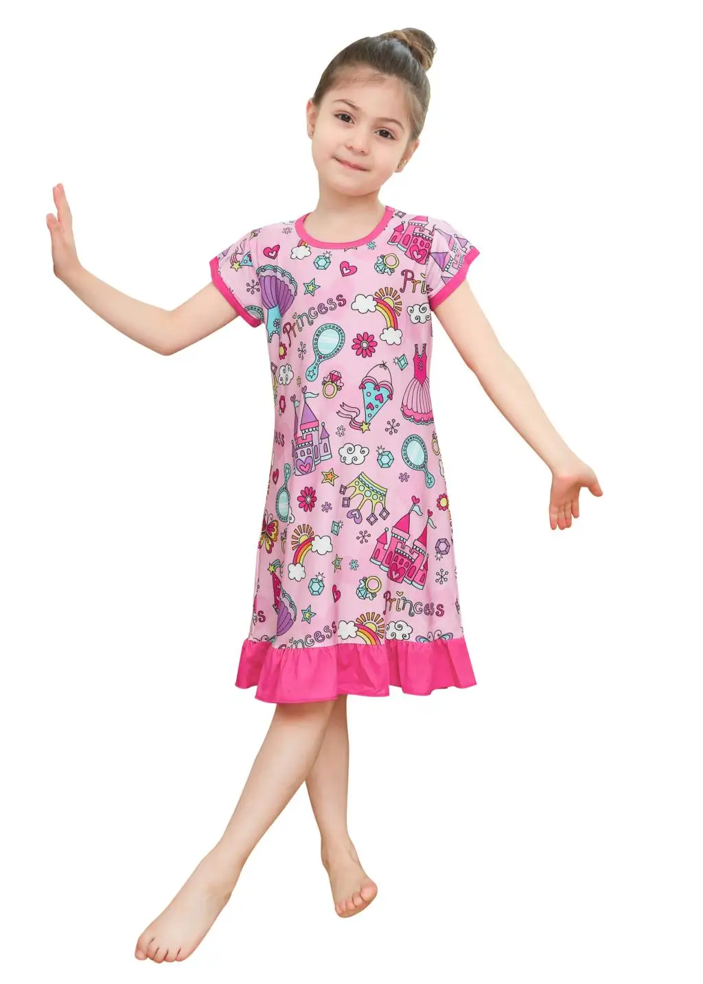 10 Цвета вечернее платье для девочек, детская одежда для сна, Пижама для малышей 2-10Years; детская одежда с цветочным рисунком; ночные рубашки «Принцесса»