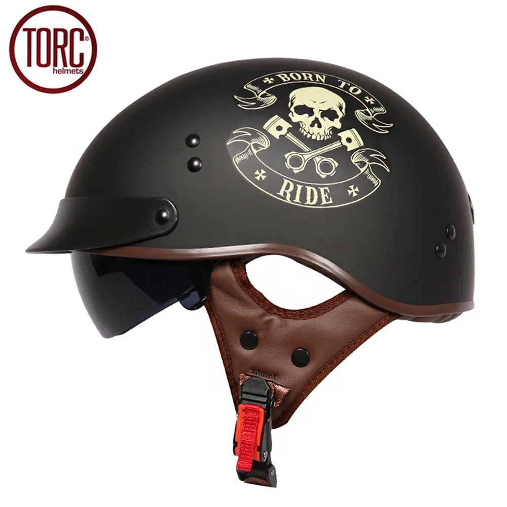 DOT Cruiser Motorcycle Helmet Harley Open Face Half Vintage Helmet