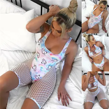 

2018 3pcs/Set Bikini Swimwear Bandage Swimsuits Monokini Bathing Suits Padded Top+Triangle Bottom+Mesh Cover Pants High Waist