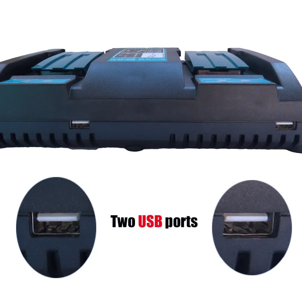 Skup Dla Makita ue podłącz podwójna bateria ładowarka dwa port USB 7.2V 14.4V 18V DC18RD DC18RC BL1860 BL1840 BL1830 4A darmowa wysyłka