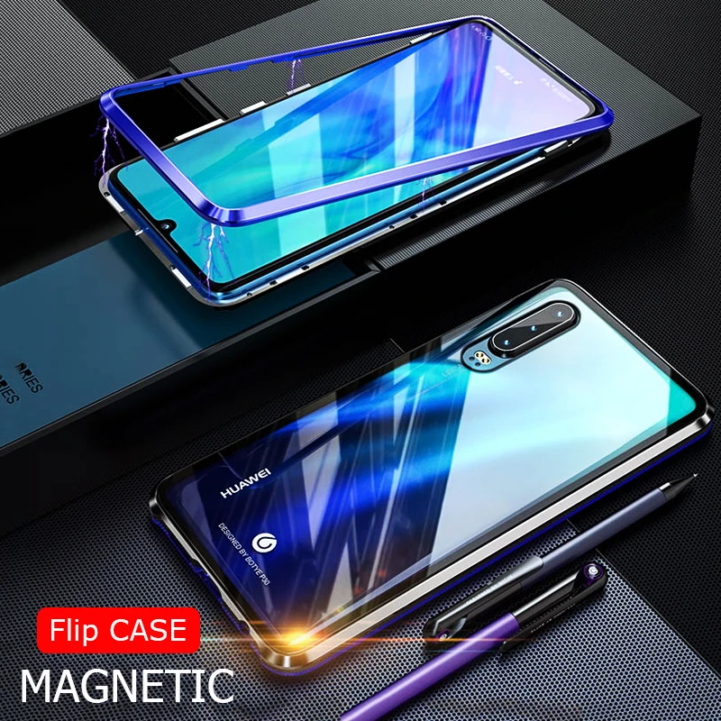 

Magnetic Adsorption Phone Case For Huawei P30 Pro P30 Lite Metal Bumper Shockproof Cover Case For Nova 4e Cases For P 30 Coque