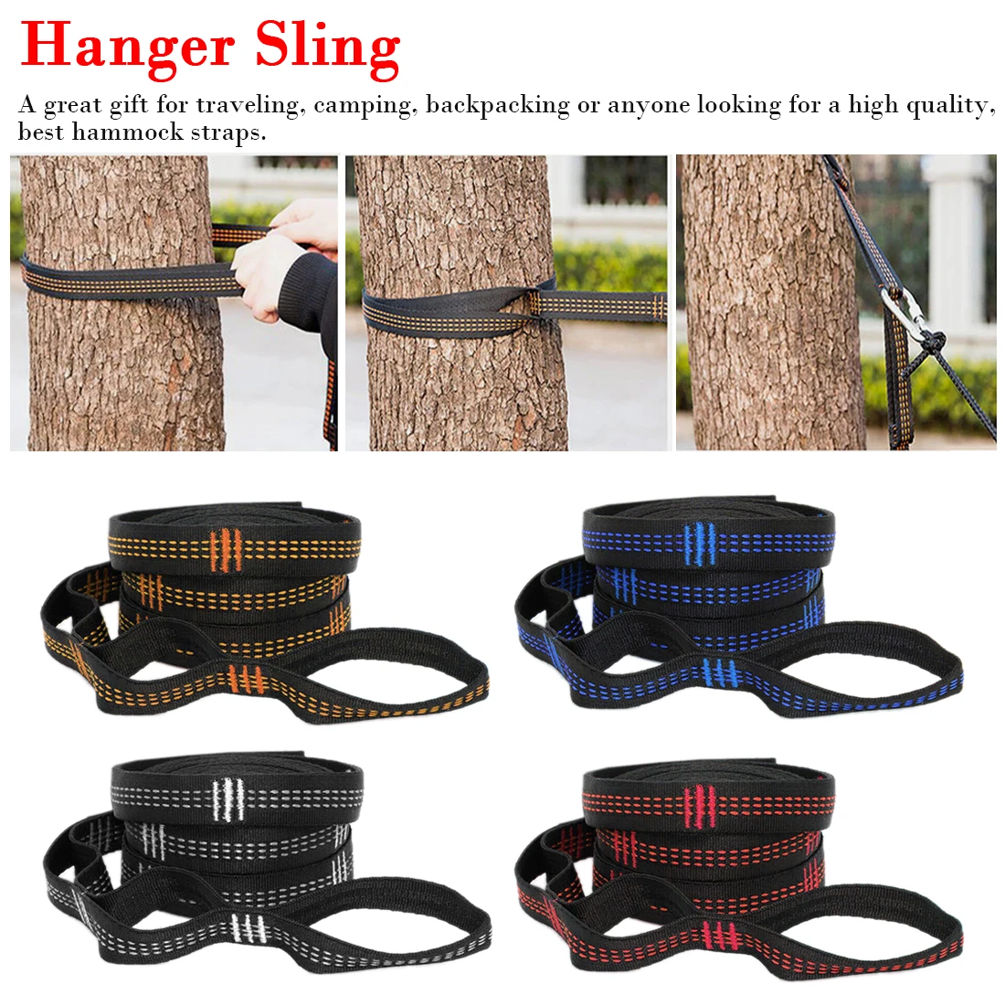 

Portable 3m 4 Colors for Camping Traveling Strong Hammock Strap Hanging Compatible with All hammocks for Hiking Camping Relax