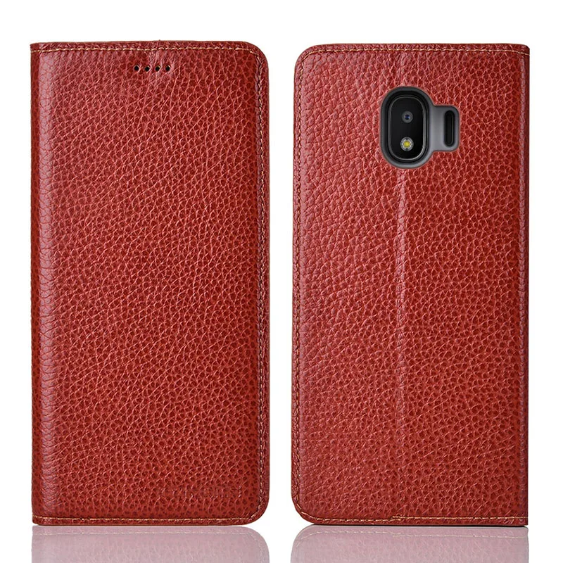 Для samsung Galaxy J4 J400F чехол KEZiHOME личи Натуральная кожа флип Стенд кожаный чехол для samsung J4 Core чехол для телефона s