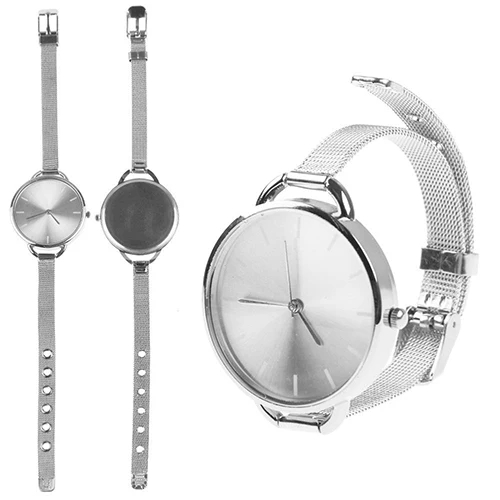 

Women's Fashion Casual Big Round Dial Thin Metal Mesh Band Quartz Wrist Watch