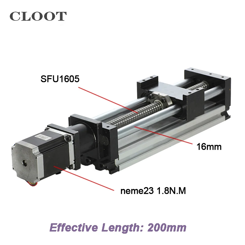 

CNC Ball Screw Linear Rail Guide 200MM Stroke Length Linear Mould SFU1605 16MM Linear Guide For Engraving Machine Tools
