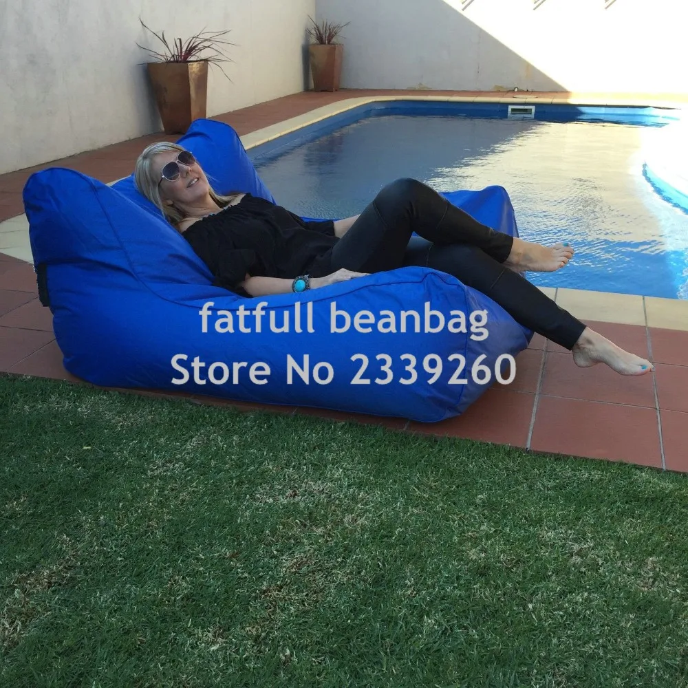 Cover only No Filler-Two room seat people outdoor bean bag furniture,large size beanbag sofa chair,Blue Float lounger on water