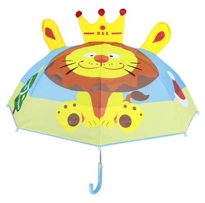 Детский зонт, милый, детский, ветрозащитный, складной, защита от солнца, УФ-защита, подарок на день рождения, детский зонтик с кошачьими ушками, для девочек и мальчиков, мультяшный - Цвет: Lion