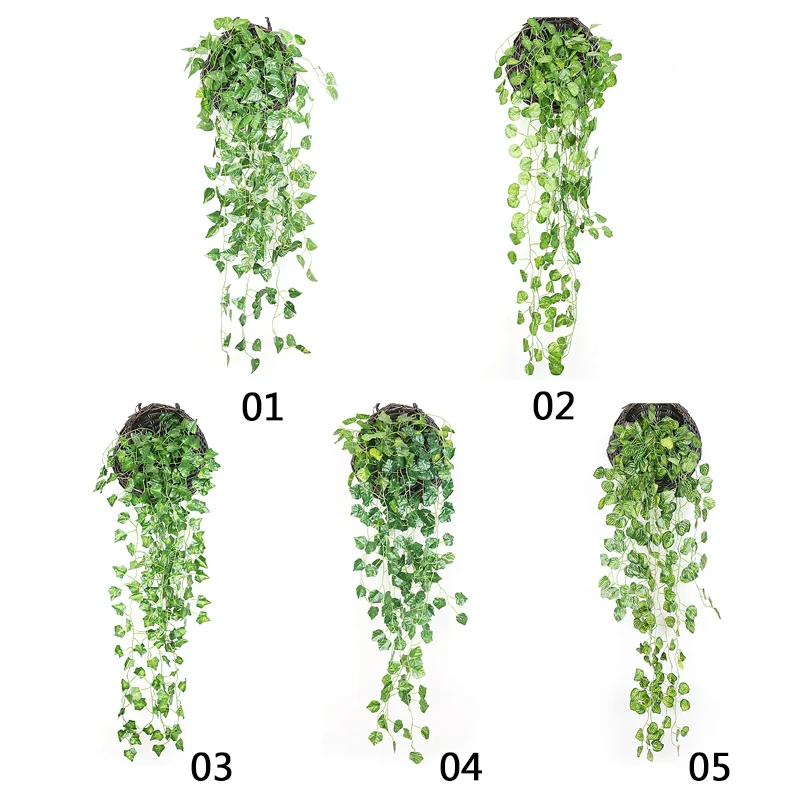 90 см искусственные Висячие Искусственные растения лоза ротанга para Крытый искусственные растения сад зеленый лист плюща Настенный декор украшение комнаты