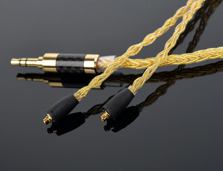 OKCSC 8 Core MMCX Cable 7N Gold Silver Mixed