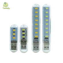 Мини Портативный USB ночник 3 светодиода/8 светодиодов 5730 SMD Книжные огни 5 В для ПК компьютер-лэптоп Мобильная мощность Рождество Кемпинг лампа