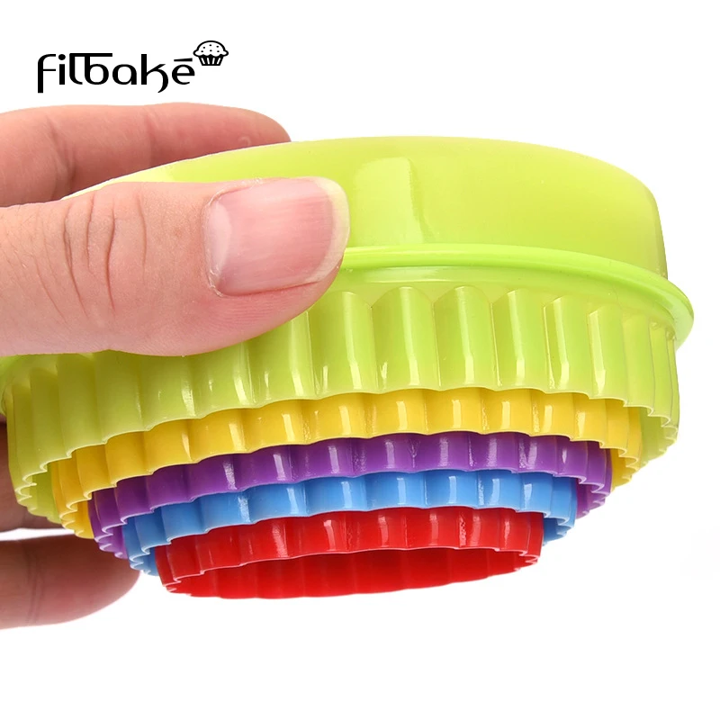 

FILBAKE Five-piece Round Plastic Mold Cookie Vegetable Fruit Cutting Kitchen Baking Tools Baking Accessories Cookie Stamp