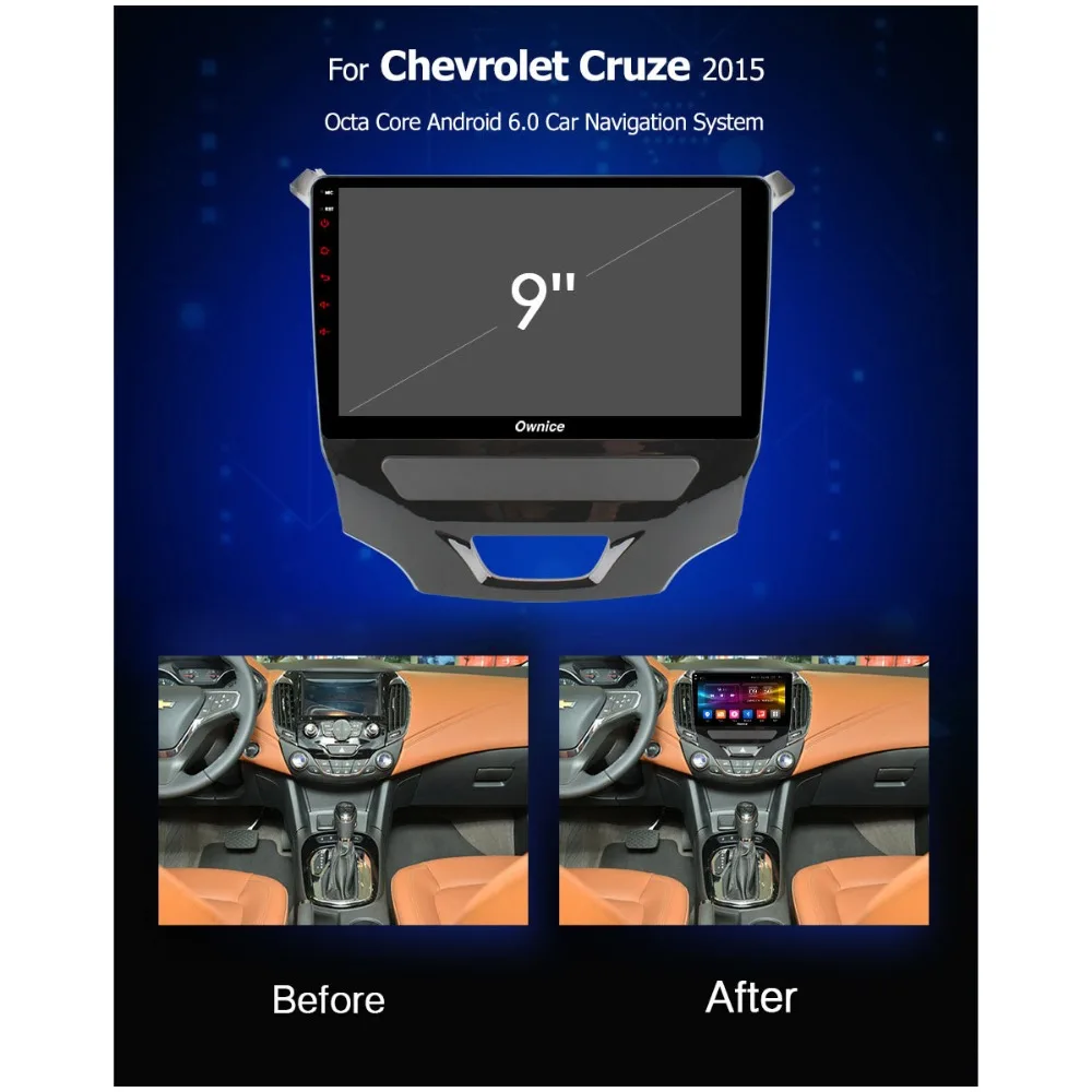 Best 9" IPS Android 9.0 Octa 8 Core 4G+32 Car DVD Player For Chevrolet Cruze 2015 2016 2017 2018 GPS Navi Radio BT Stereo DSP CarPlay 1