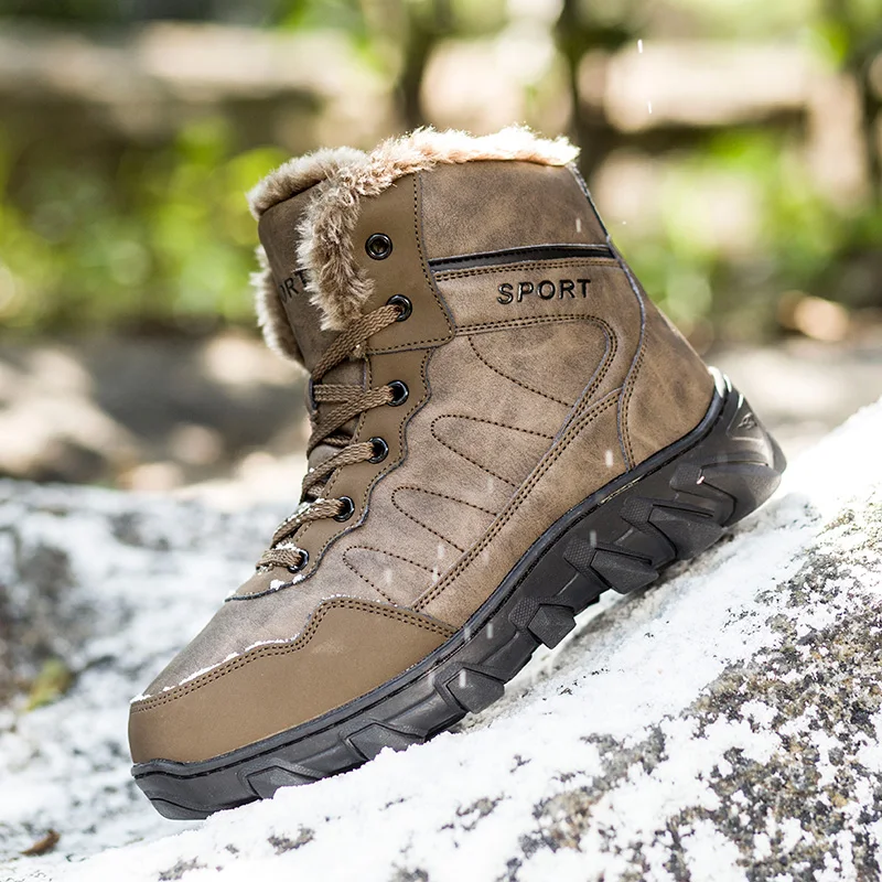 

Men Boots Winter with Fur 2018 Warm Snow Boots Men Shoes Footwear Fashion Male Rubber Winter Ankle Boots Increase Size A5