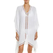 Женская пляжная одежда, модное белое пляжное платье, однотонное кружевное сексуальное полупрозрачное бикини