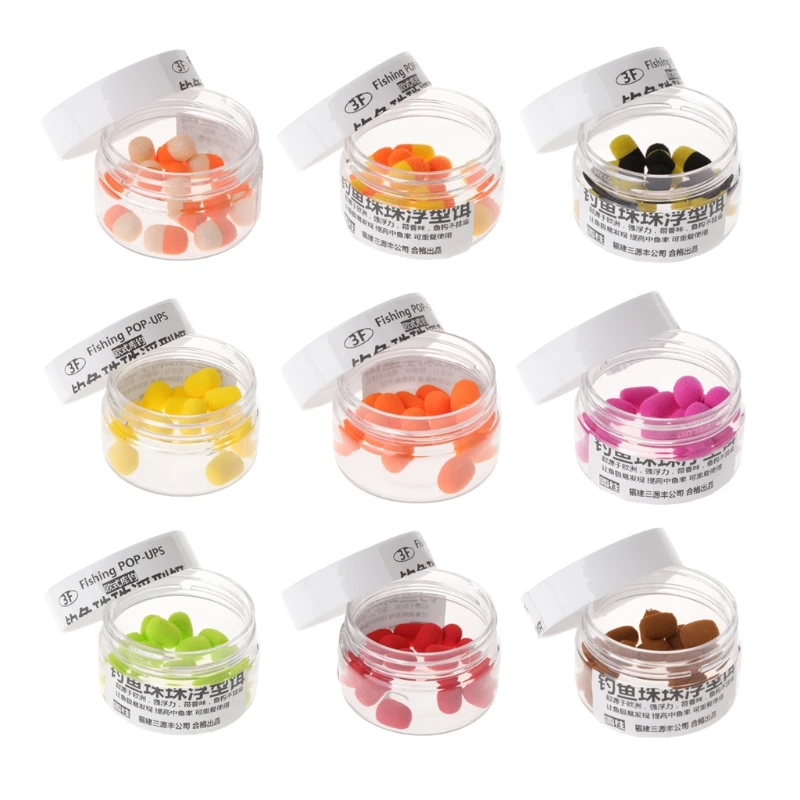 

15 Pcs/Box Fishing Bait Foam Buoyancy Pop Ups 10mm Lure Cylinder Beads Floating