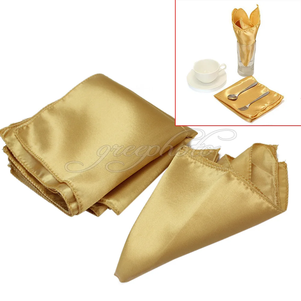 10 шт. Золотые Квадратные платки из ткани для праздничной вечеринки банкета свадьбы
