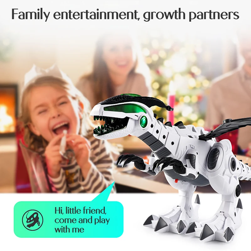 Electric Spray mechanical Dinosaur Robot Electronic Mechanical Dinosaurs Model Toys for children with Light Sound Walking