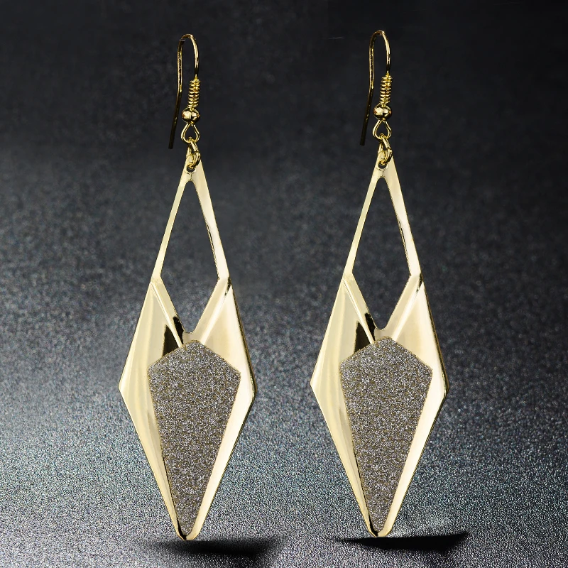 

H:HYDE Geometric Hollow Out Dangle Earrings Gold Silver Black Plated Statement Earrings Fashion Party Gift Metal Drop Earrings