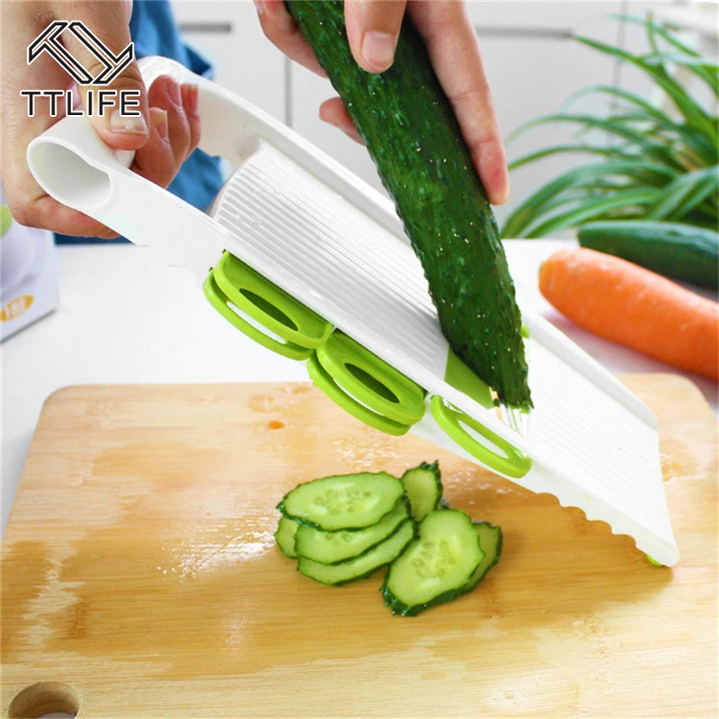 

TTLIFE Manual Vegetable Cutter Mandoline Slicer with 5 Stainless Steel Blade Carrot Biscoito Onion Dicer Cozinha Salad Maker